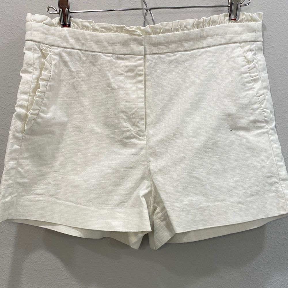 J. Crew High Waist Cream Ruffle Shorts